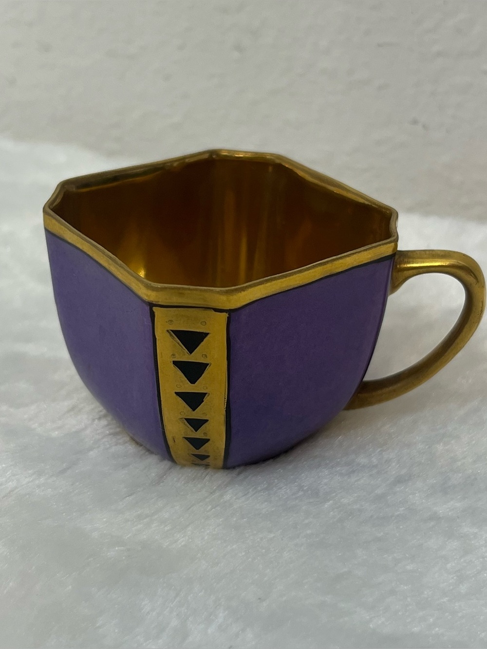 Antique Mäbensdorf Art Deco Purple & Gold Demitasse Espresso Cup Germany 1930s